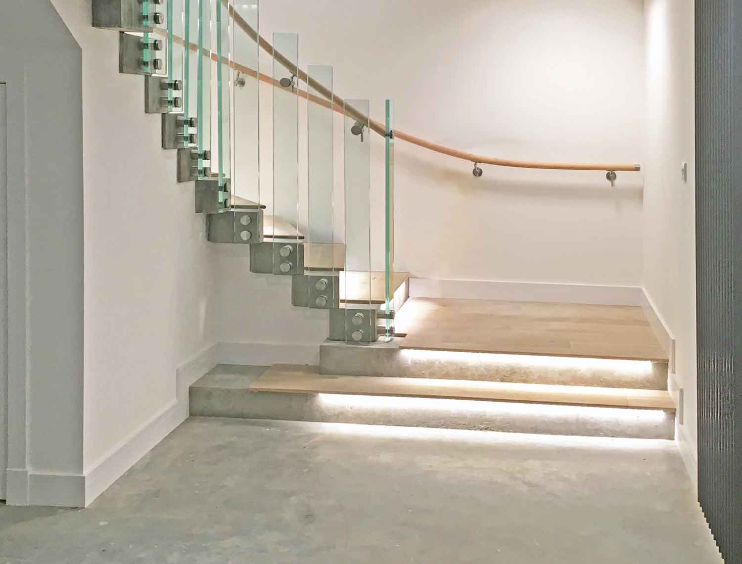 concrete and glass stair